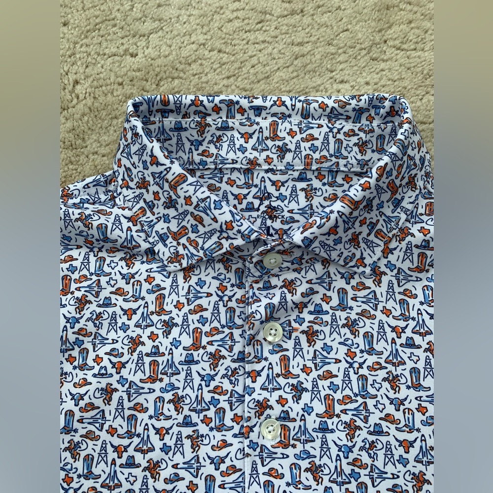 Rhoback Mens Large The Houston Texas Space Shuttle Western Performance Golf Polo - Picture 4 of 12